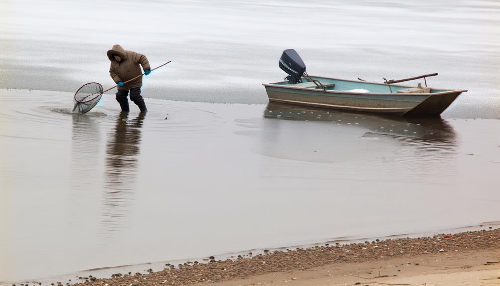 catching mud crabs in winter