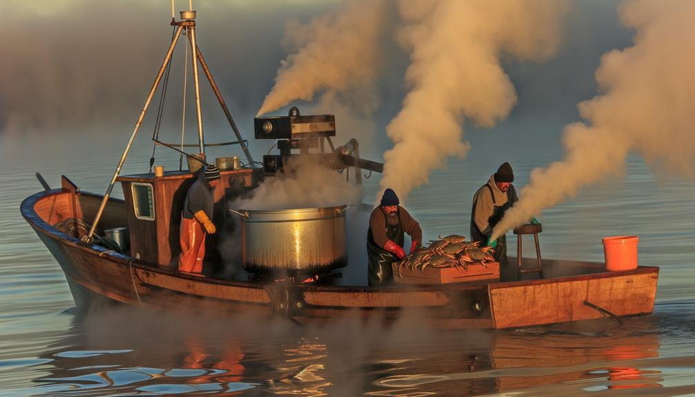 snow crab cooked on boat